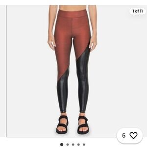 Koral Rust Brown and Black Colorblock High-Waist Leggings